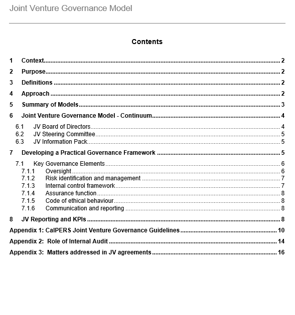 Governance Model for Joint Ventures GRCReady
