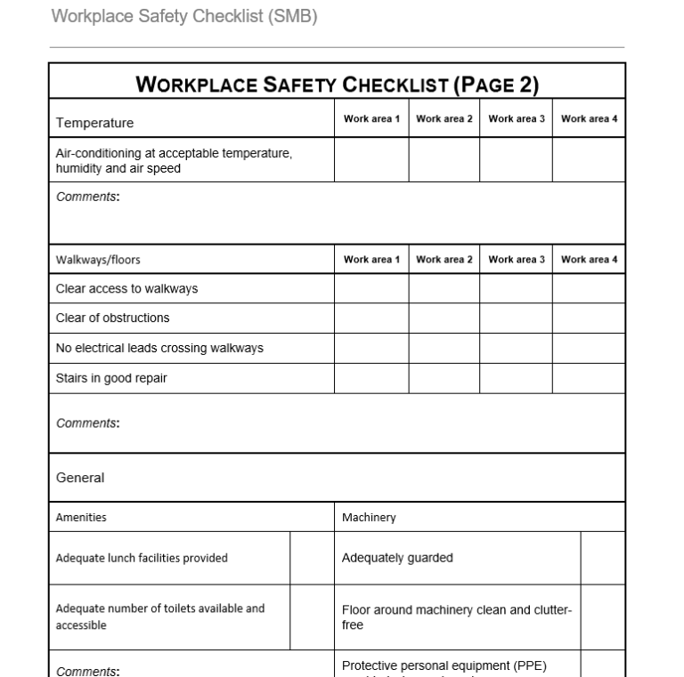 Workplace Safety Checklist (SMB) GRCReady