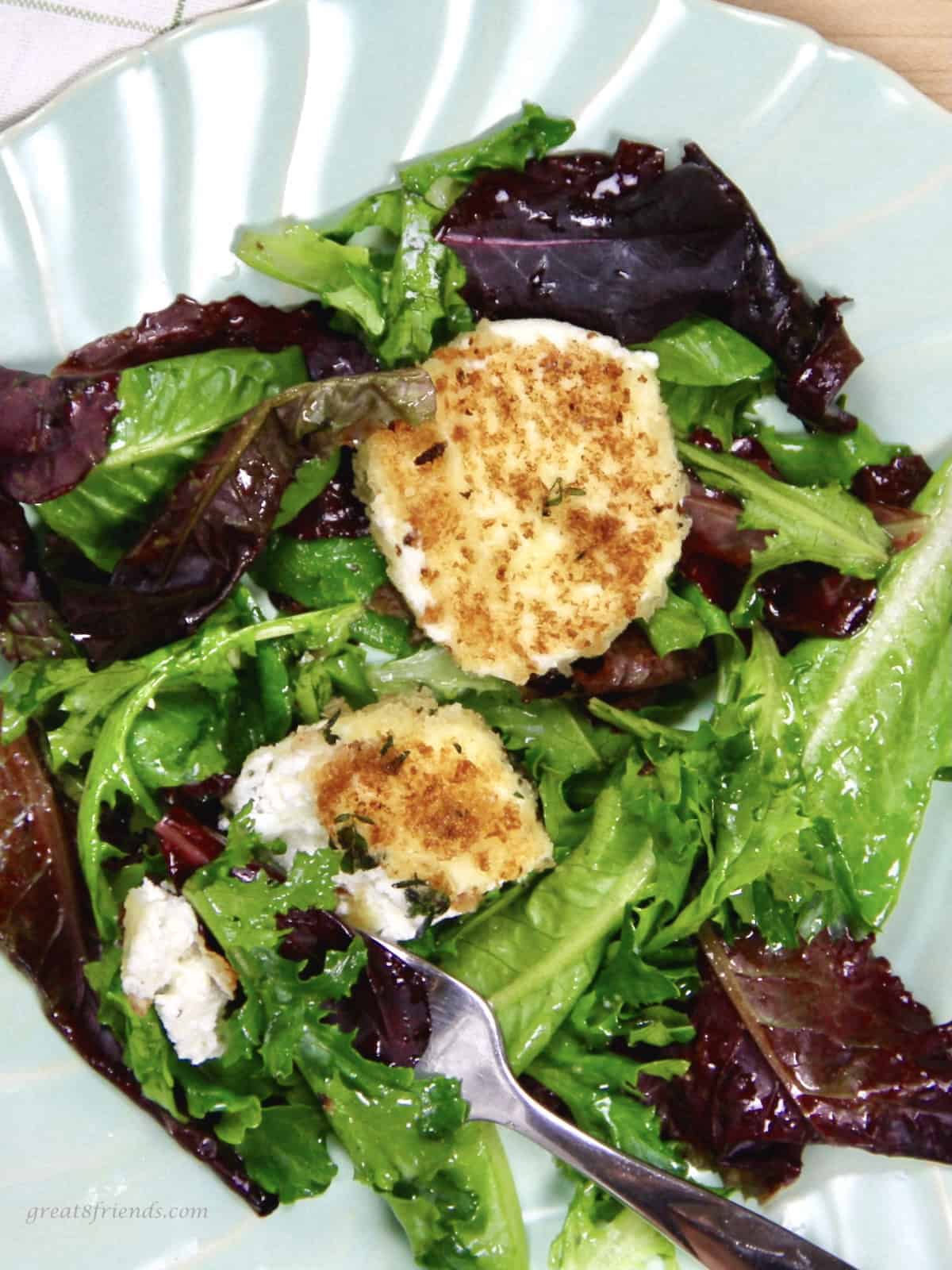 Green Salad with Warm Goat Cheese Rounds Great Eight Friends