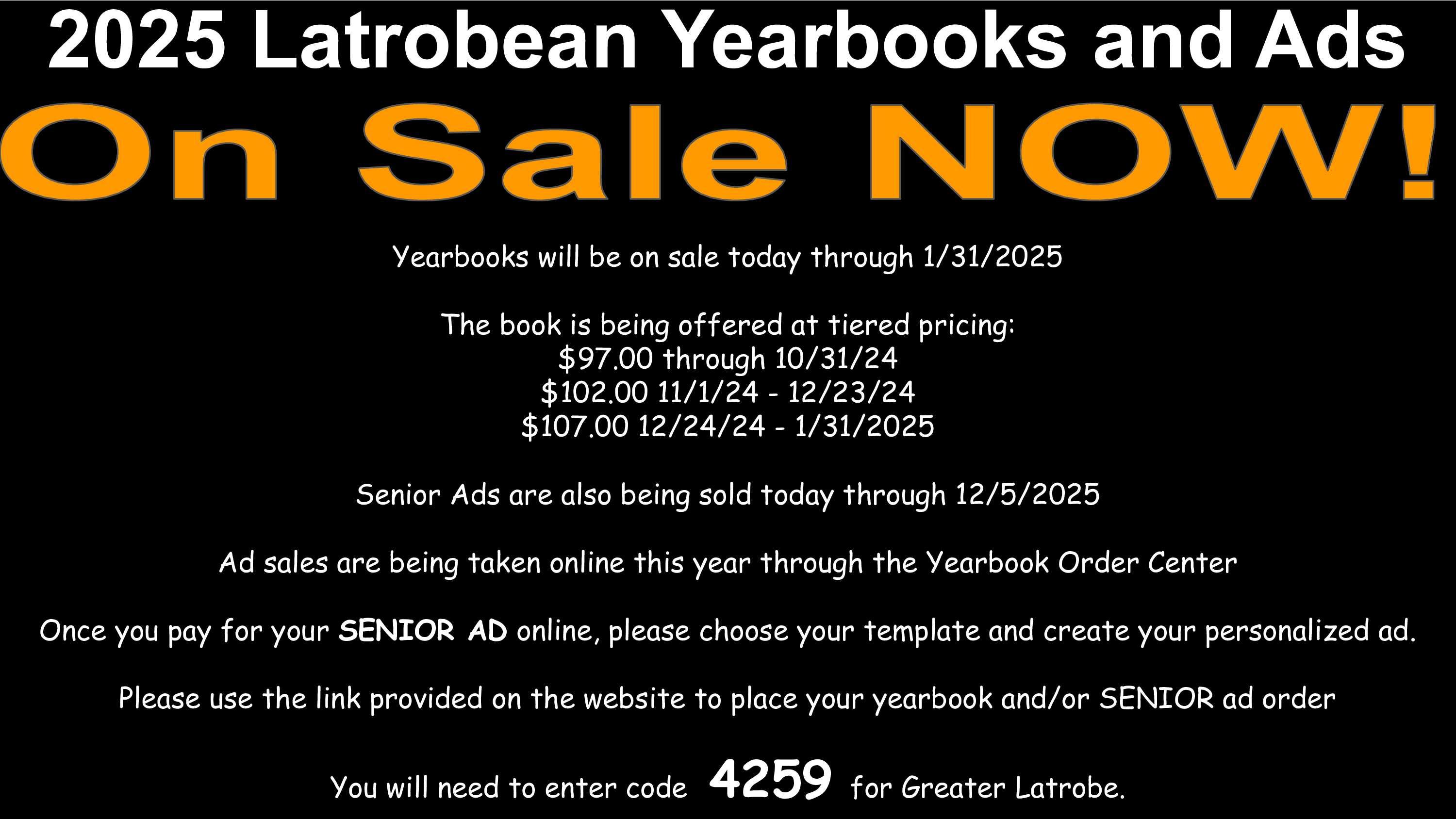 The 2025 Latrobean Yearbook and Ads are ON SALE NOW Greater Latrobe Senior High School