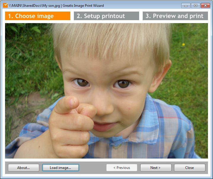 Image print utility with multiple pages support Image Print Wizard