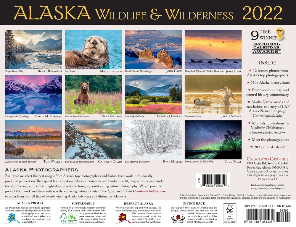 2022 Alaska Wildlife & Wilderness Calendar - Greatland Graphics