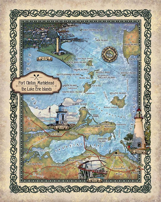 Travel Map Feature Port Clinton, Marblehead Island, and the Lake Erie