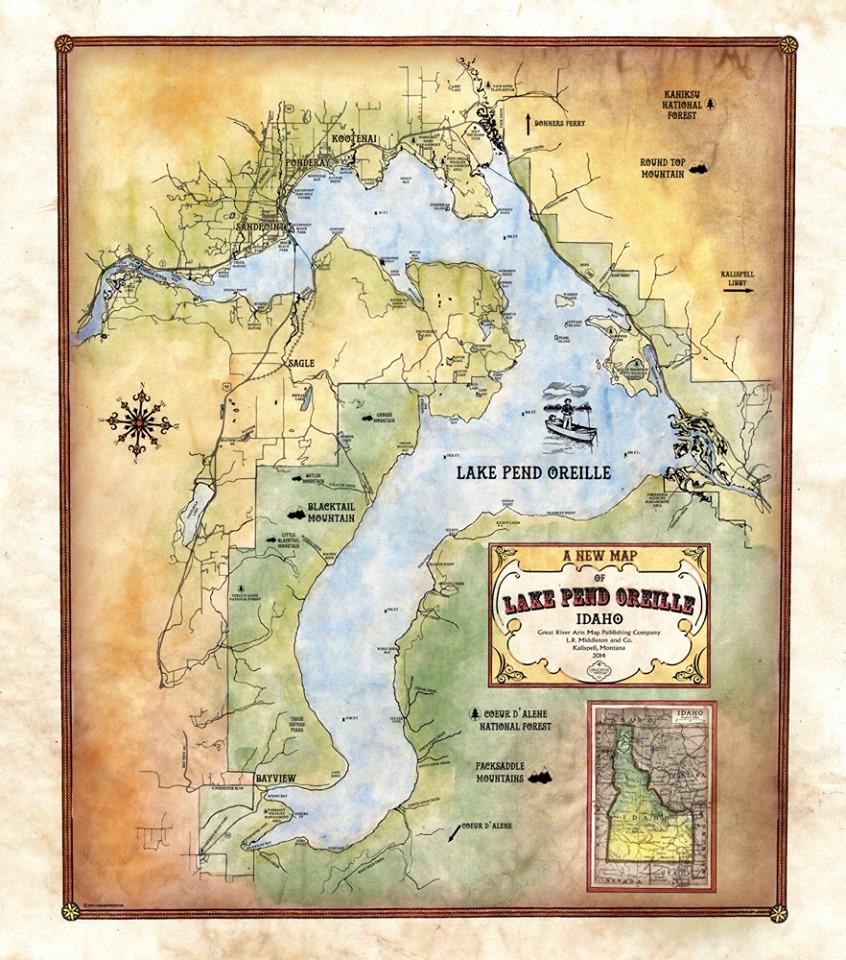 Travel Map Feature Lake Pend Oreille, Idaho Great River Arts