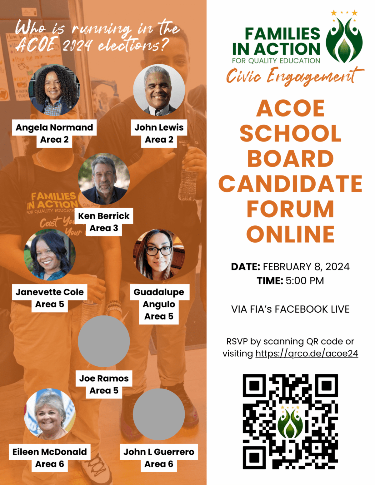 Join us at the ACOE School Board Candidate Forum from FIA, TOMORROW on
