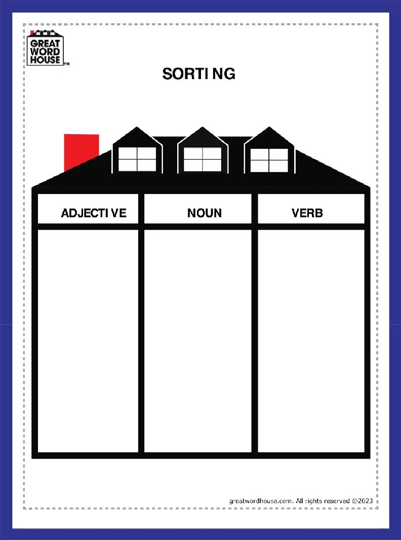 Sorting 3 AdjectiveNounVerb Great Word House™