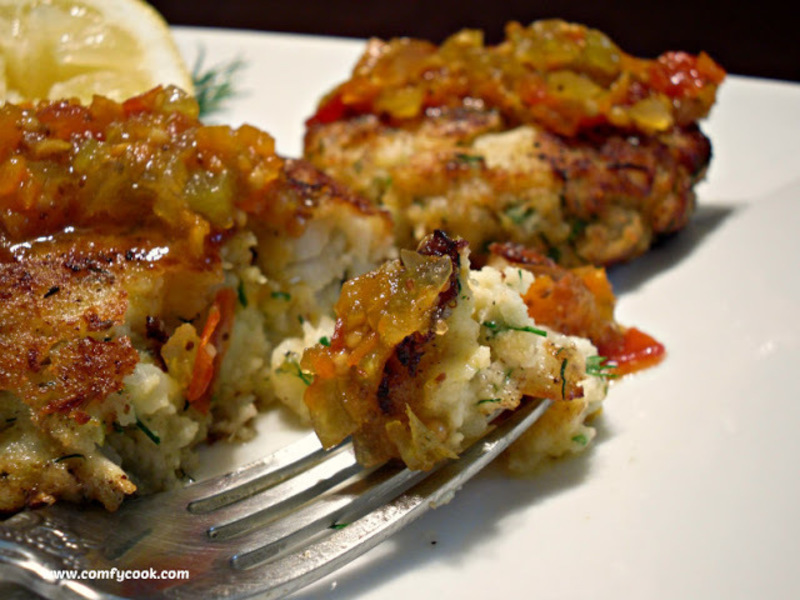 Salt Cod Cakes with ChowChow Relish Recipe by Patricia CookEatShare