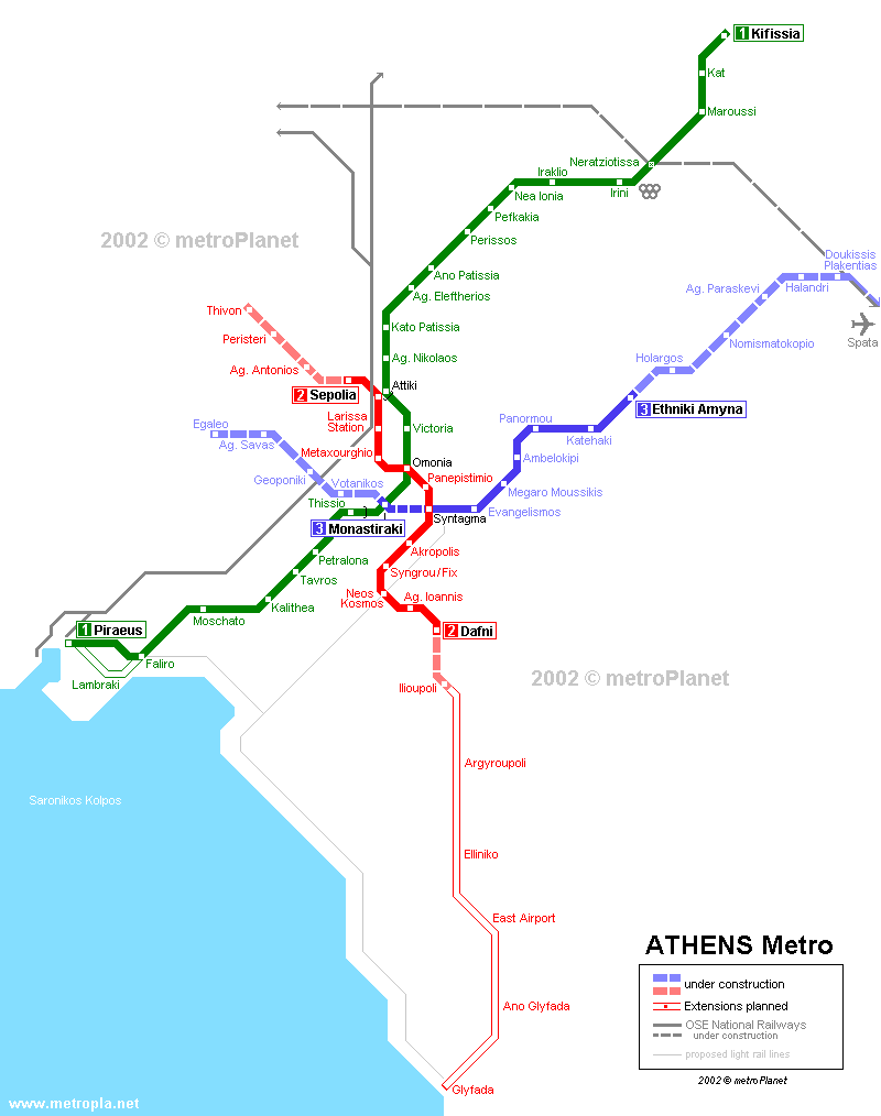 Athens city metro map
