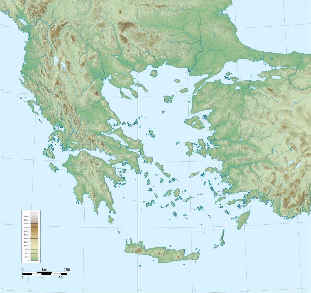 Geographical map of Greece topography and physical features of Greece