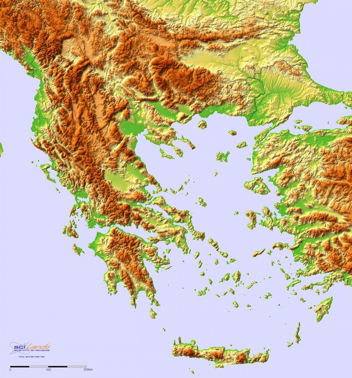Geographical map of Greece topography and physical features of Greece