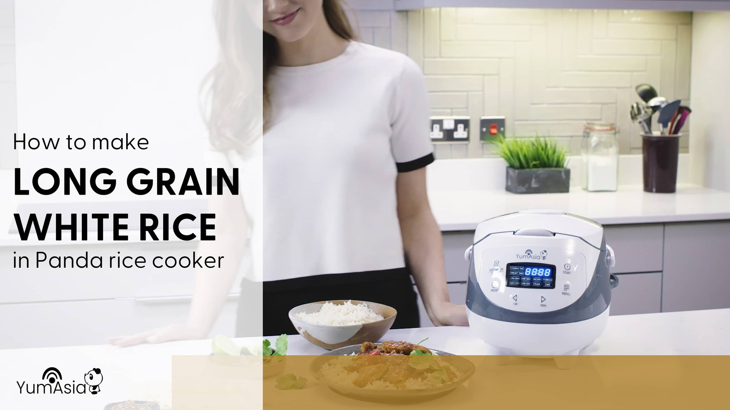 How to made long grain white rice in the Panda mini rice cooker by Yum