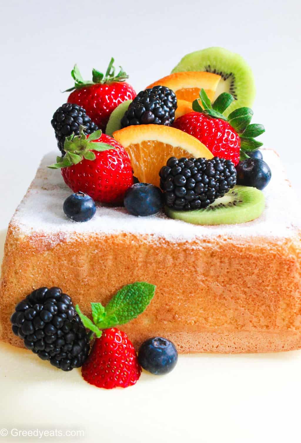 Lemon sponge cake with fresh fruit toppingsso moist and fluffy