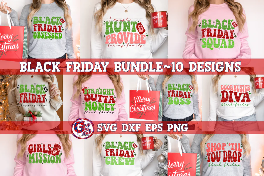 Black Friday Bundle SVG DXF EPS PNG Greedy Stitches