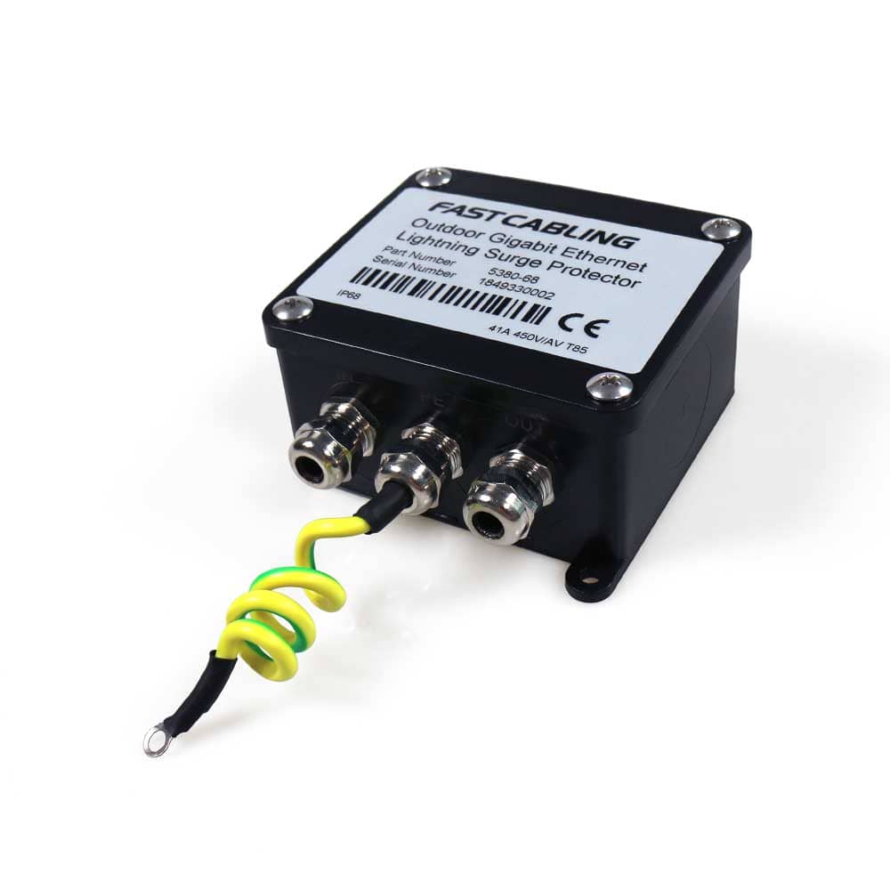 Waterproof Outdoor PoE Surge Protector Green Backyard