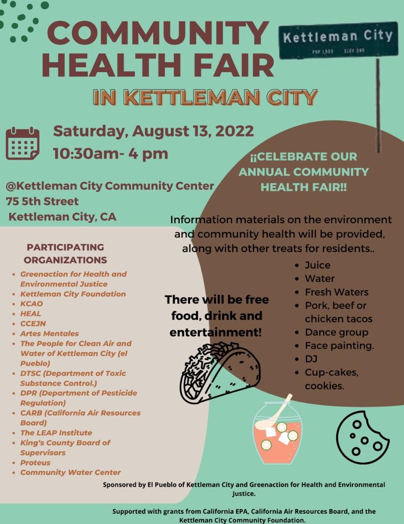 Kettleman City Community Health Fair, sponsored by Greenaction and El Pueblo of Kettleman City
