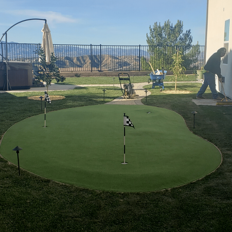 Backyard Putting Green and Artificial Grass Installation Green