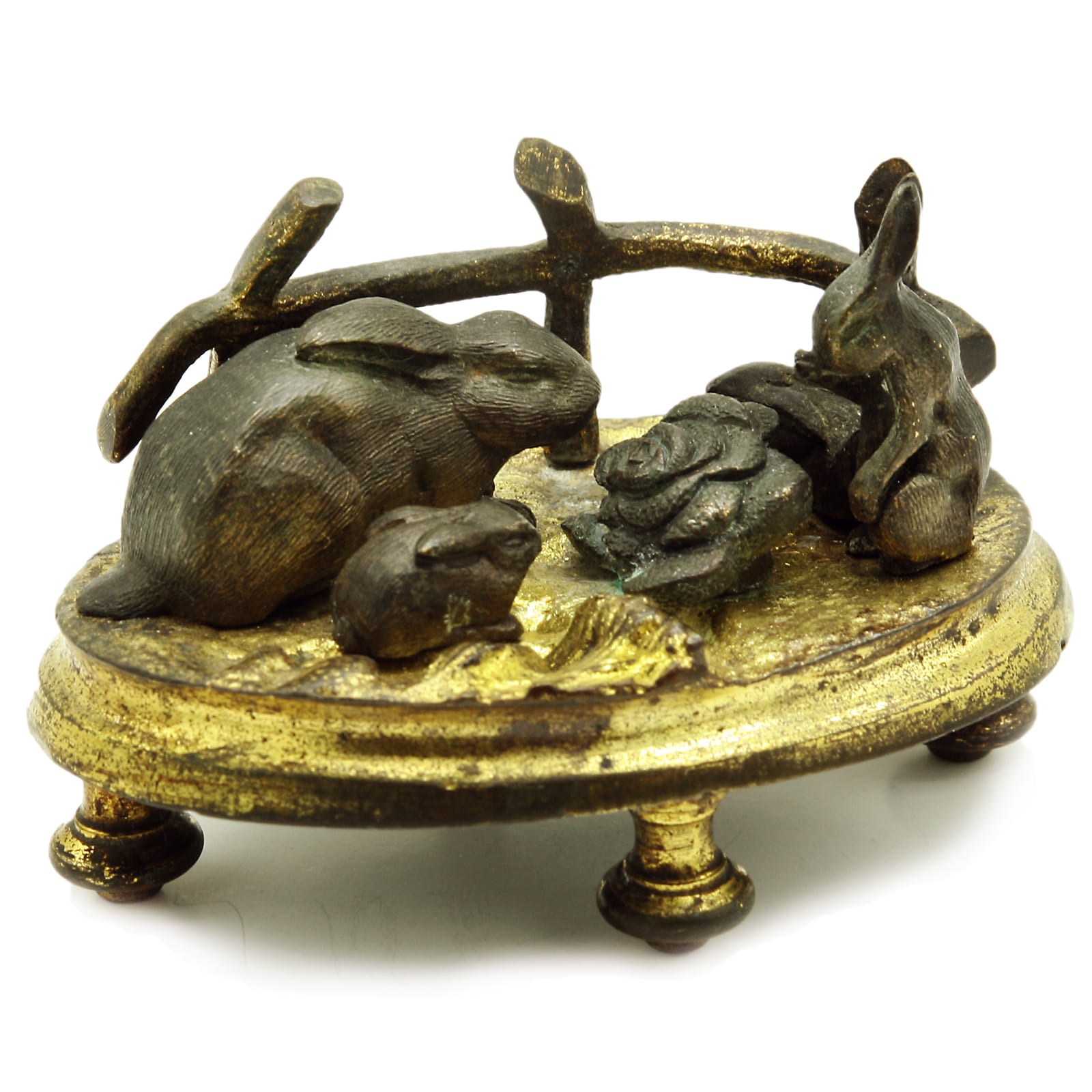 Family of Rabbits Bronze c1890 Green & Stone of Chelsea