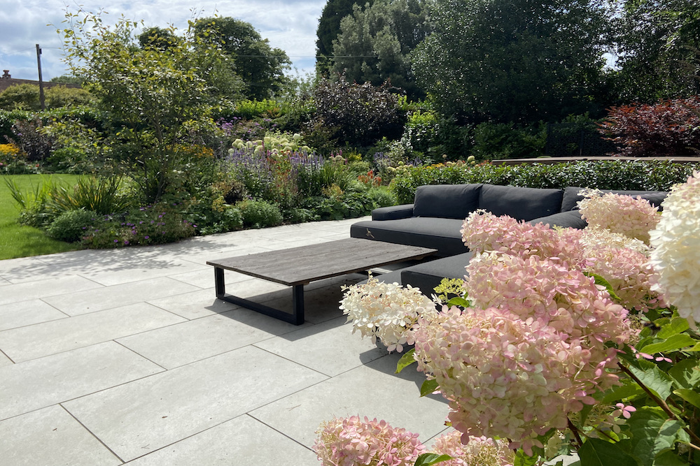 Garden design in Weybridge Surrey hot tub seating outdoor kitchen