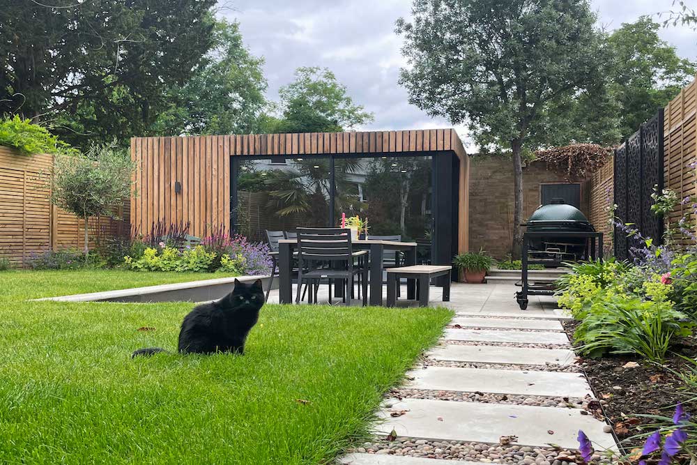 Garden design East Molesey with home office