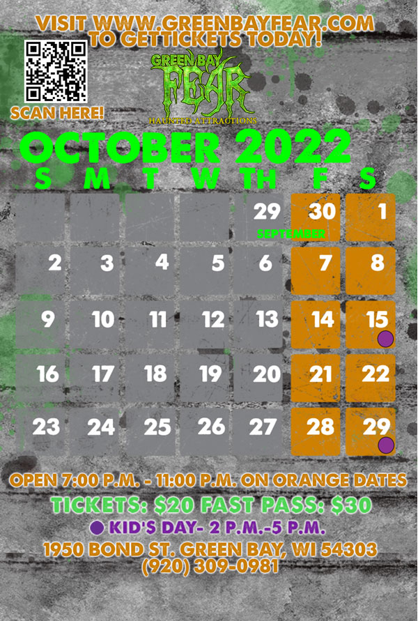 Green Bay Fear Dates and Hours Wisconsin haunted house