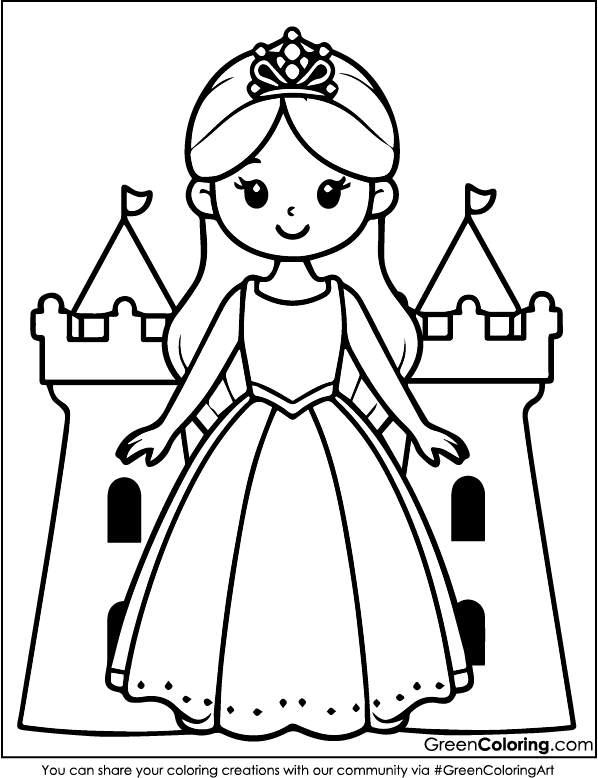 Simple Princess Colouring Pages