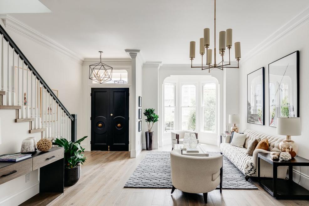 Broderick Street Green Couch Home Staging San Francisco