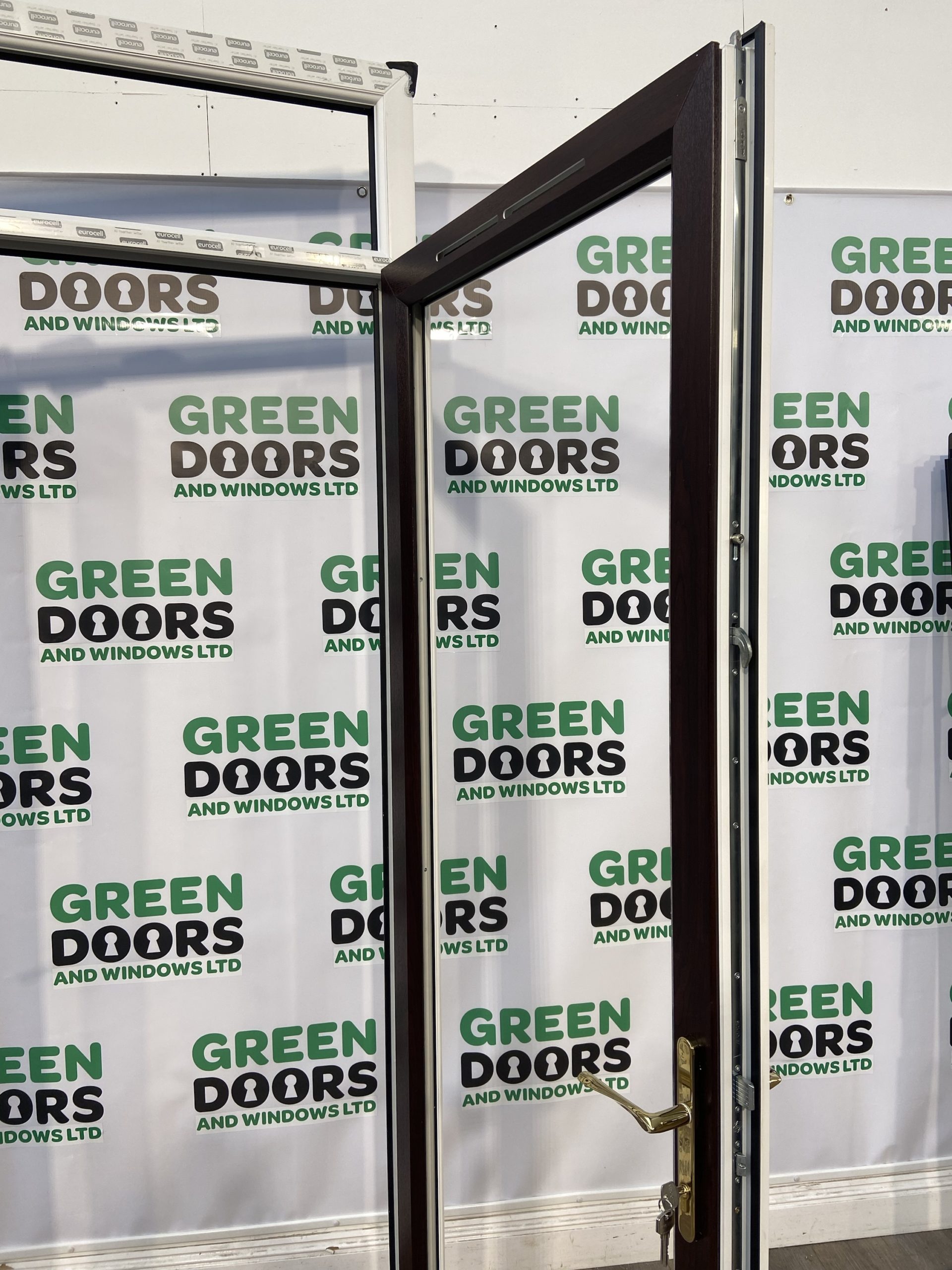 Eurocell uPVC Rosewood French Doors & Toplight Green doors