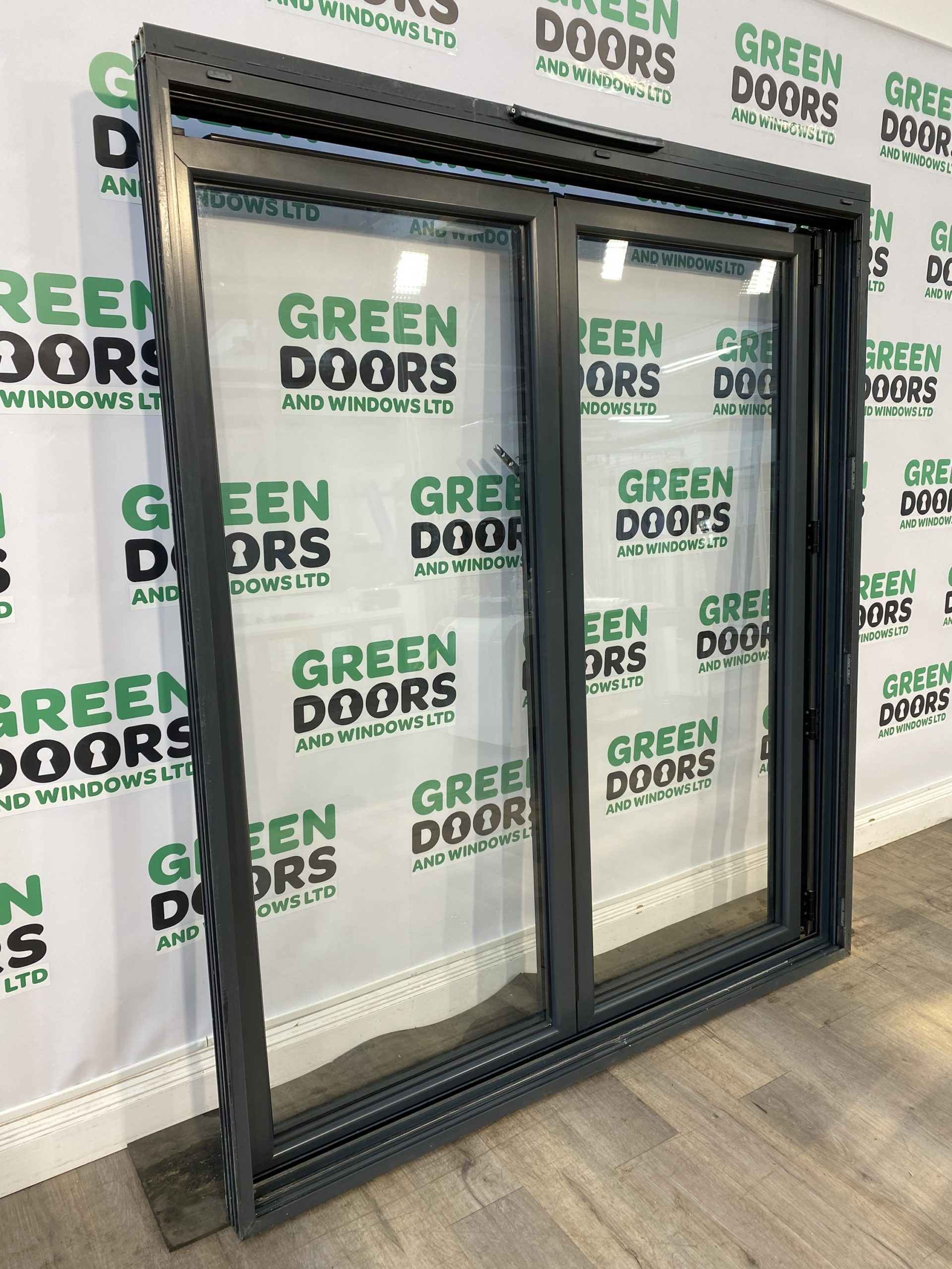 Smart Aluminium Anthracite Grey Bifolding Doors Green doors