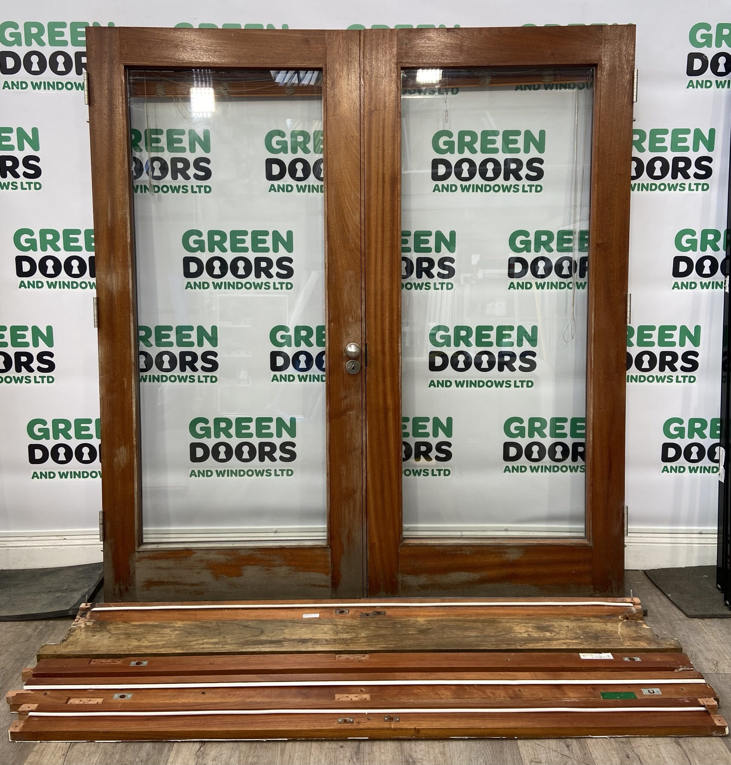 Hardwood Varnished French Doors Green doors