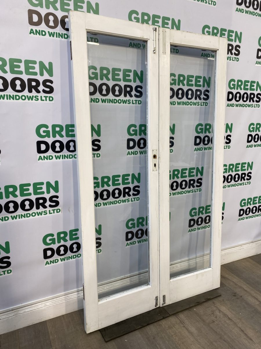 WOODEN HARDWOOD FRENCH DOORS WHITE INWARDS OPENING SINGLE GLAZED SHORT