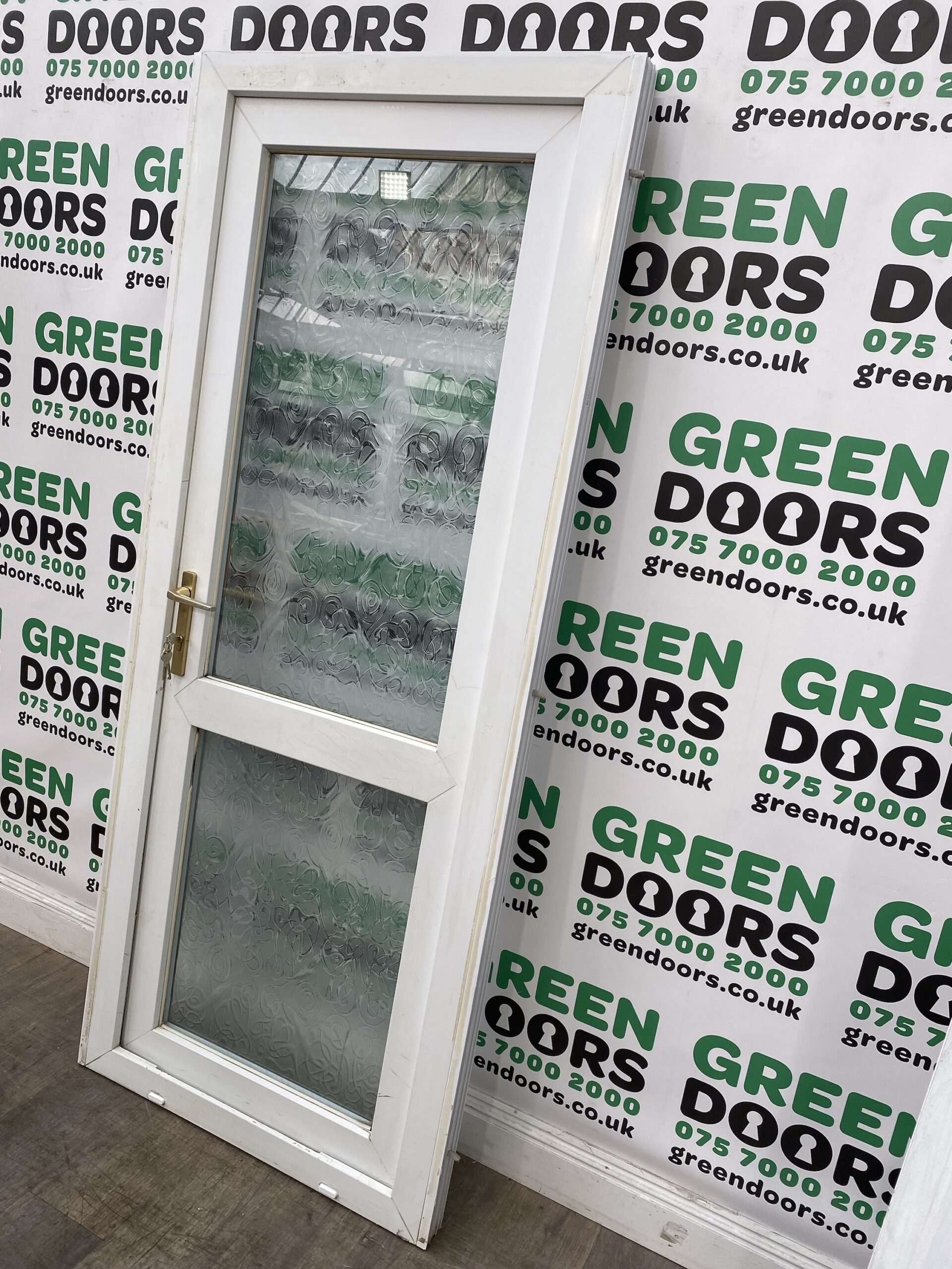uPVC White Back Door Green doors