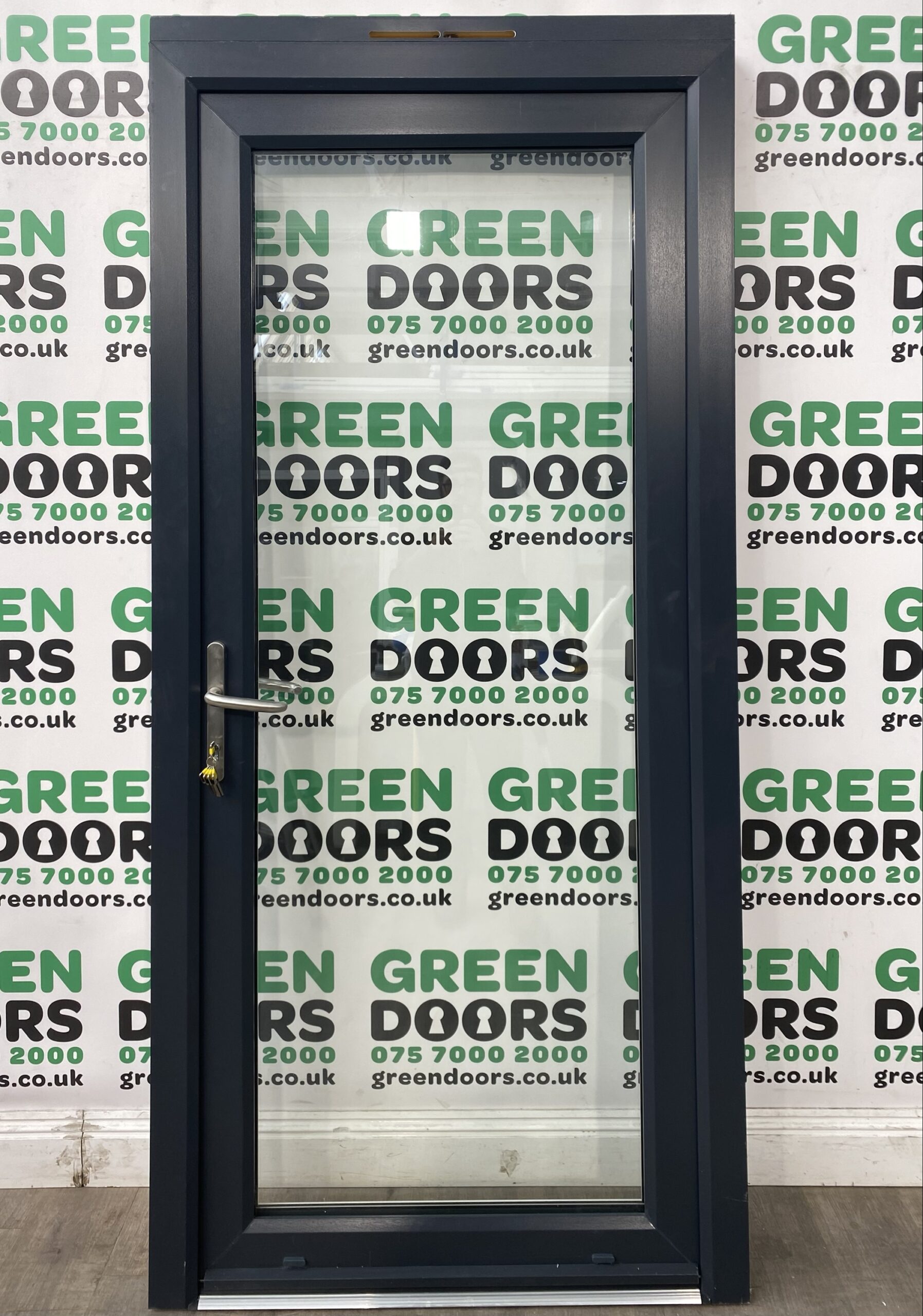 Upvc Anthracite Grey Back Door Green doors