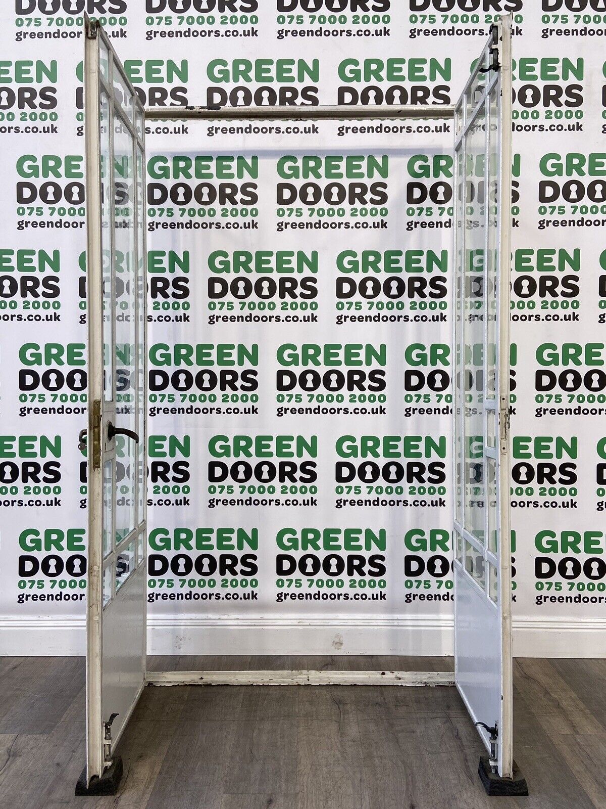 Crittall Steel White French Doors Green doors
