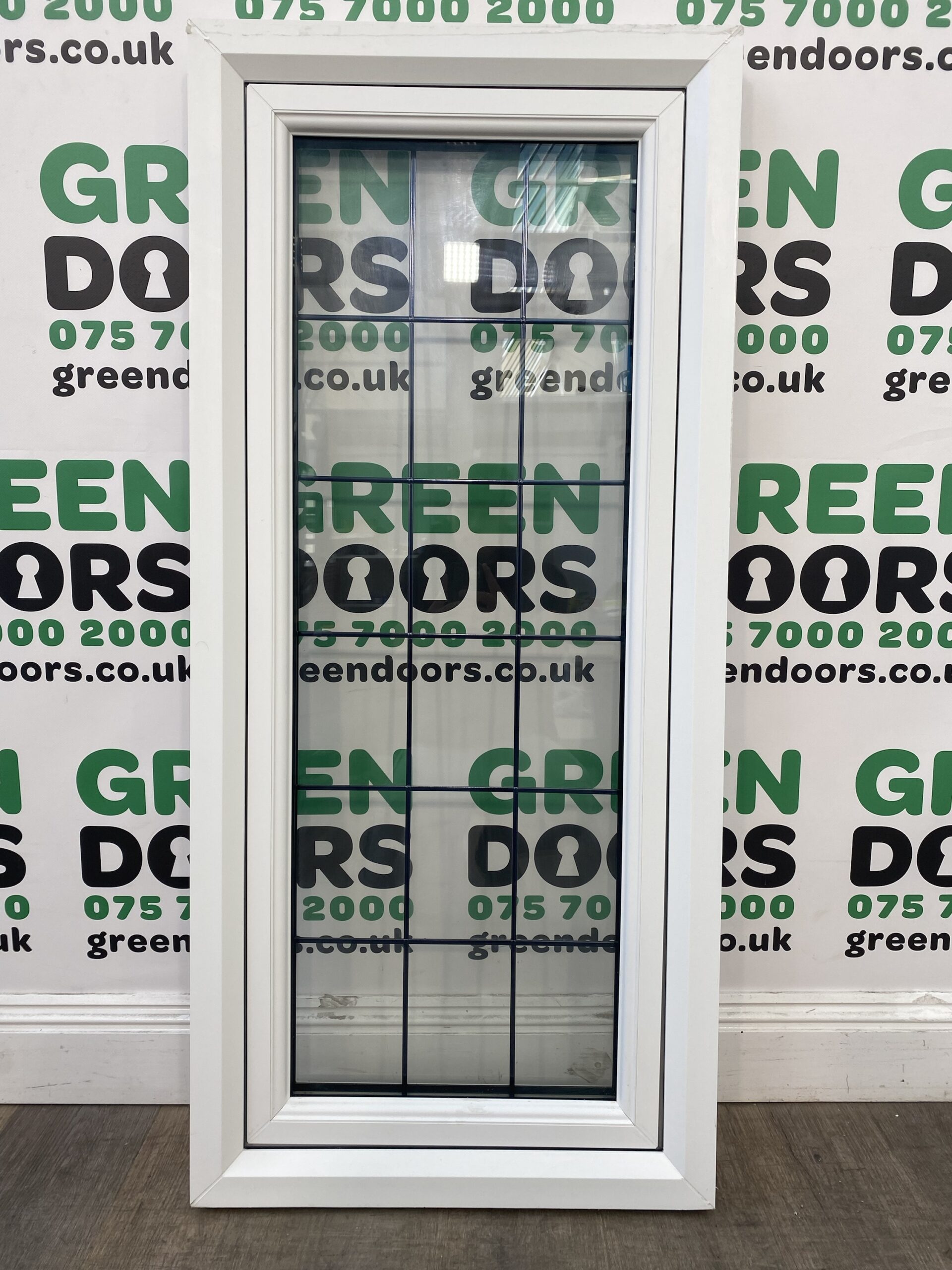 'Eurocell' uPVC White Fixed Window Green doors