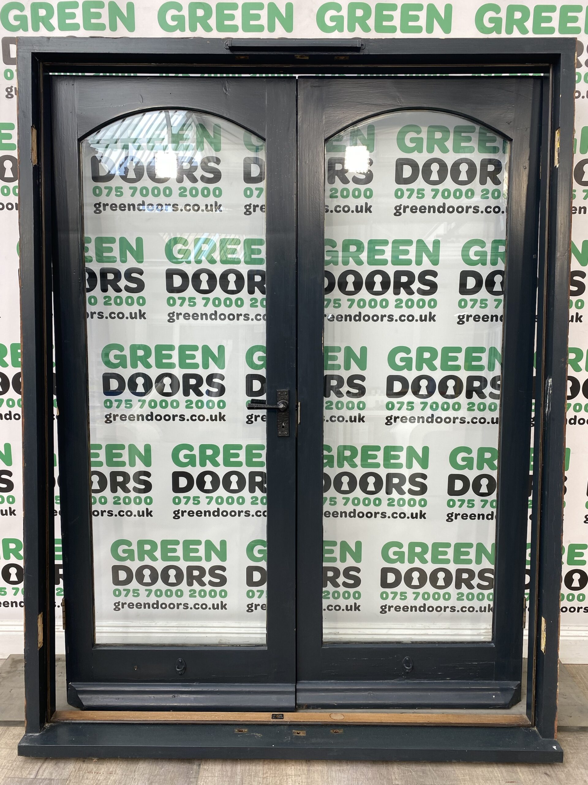 WOODEN FRENCH DOORS GREY TIMBER PINE WOOD EXTERNAL EXTERIOR USED SINGLE