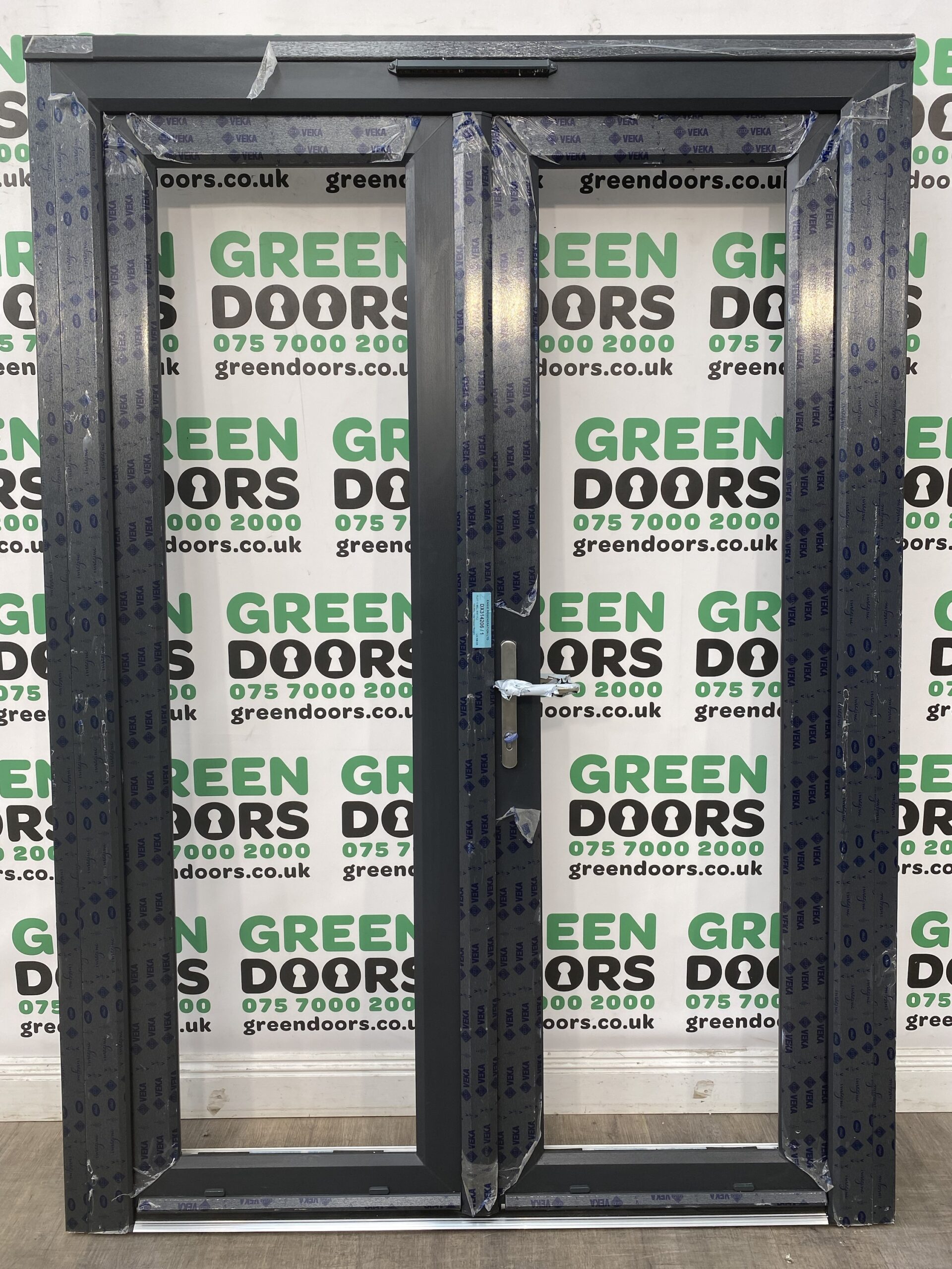 'VEKA' uPVC Grey French Doors Green doors