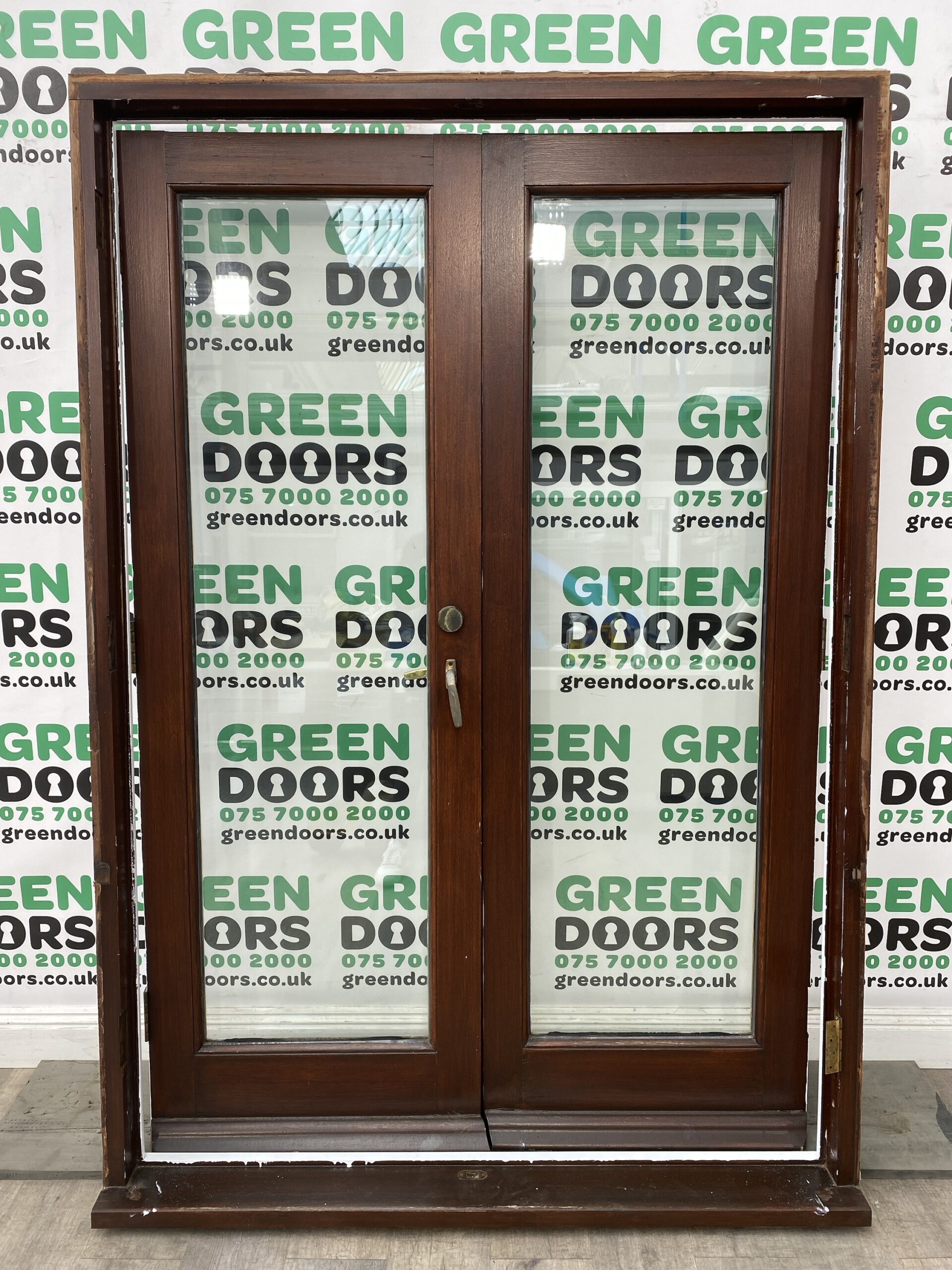 Hardwood (Mahogany) French Doors Green doors