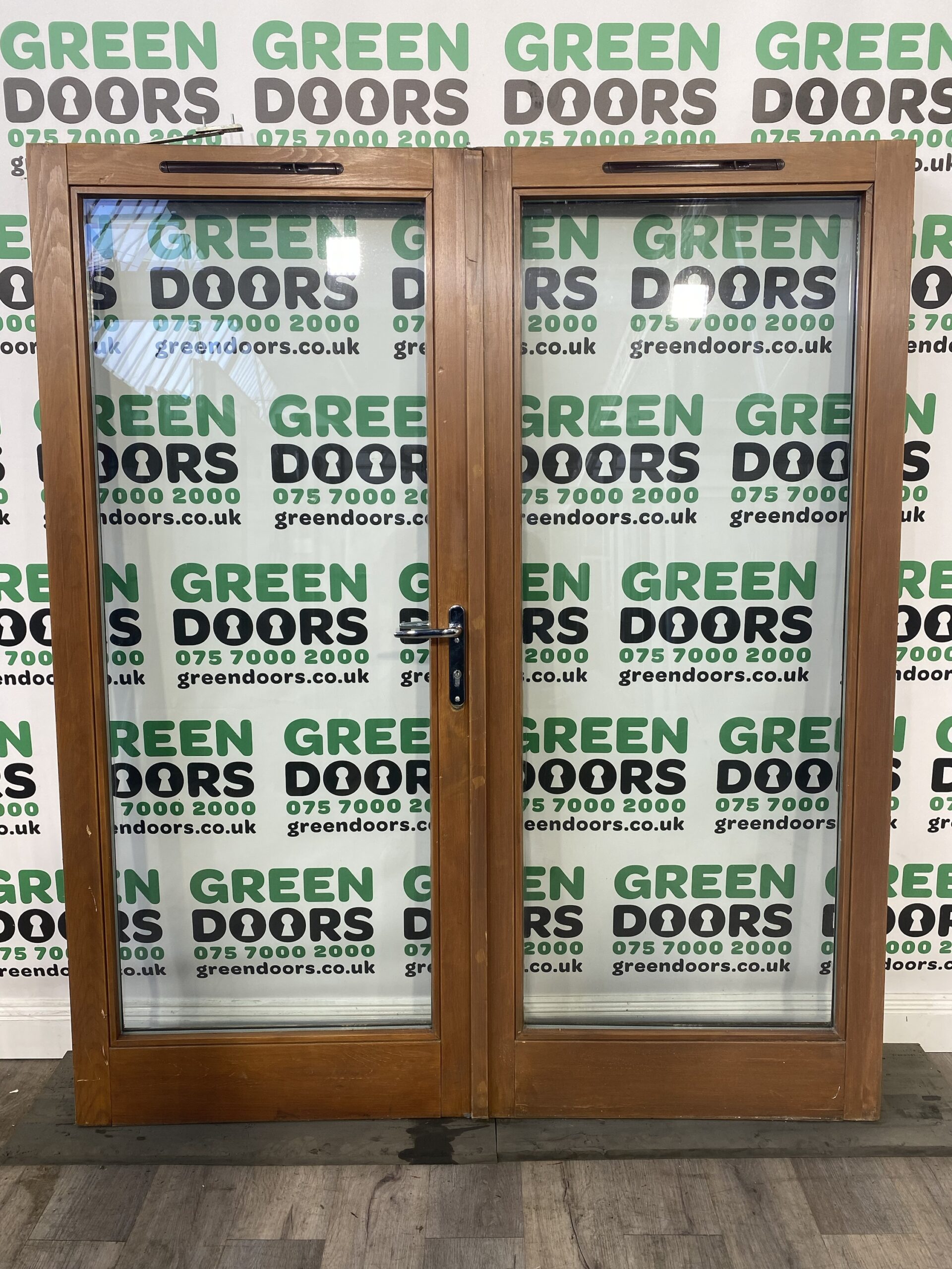 Wooden Varnished French Doors Green doors