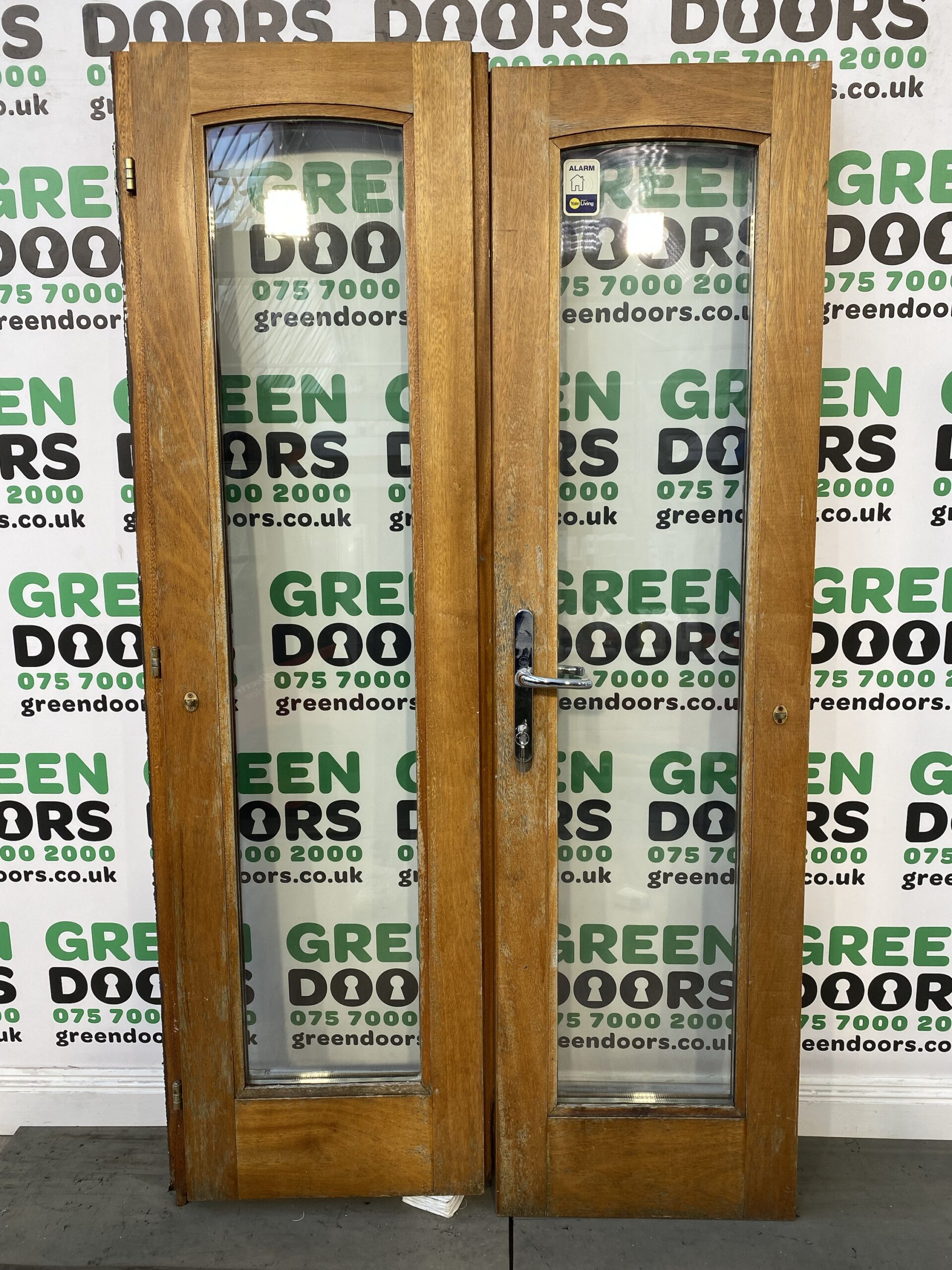 Wooden Hardwood Varnished French Doors Green doors