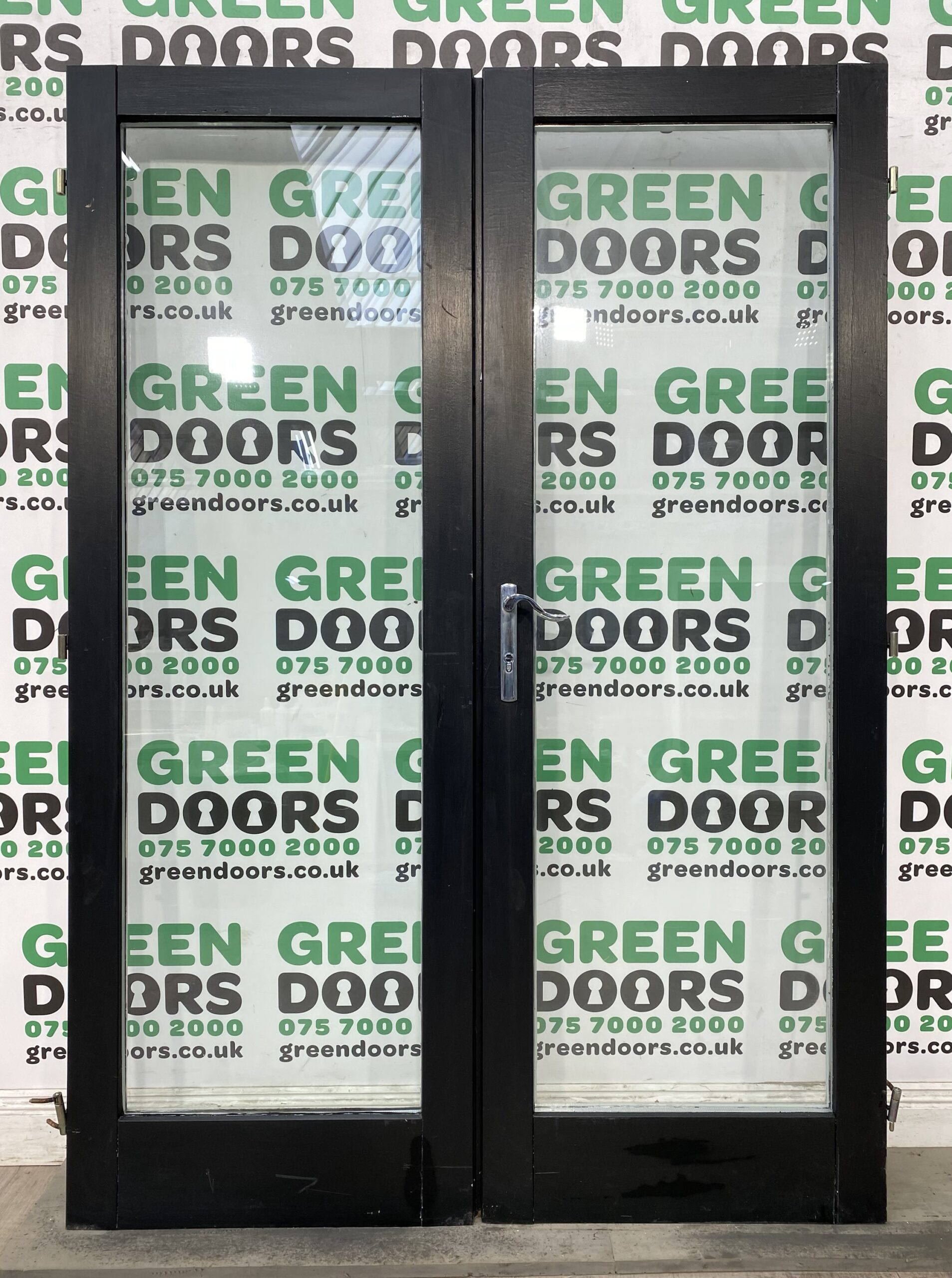 Wooden Hardwood Black French Doors Green doors