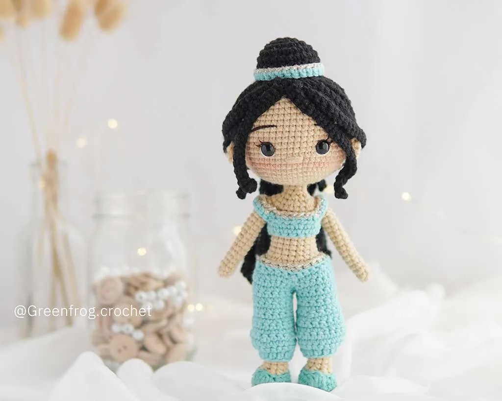 Amigurumi Jasmine princess pattern Green Frog