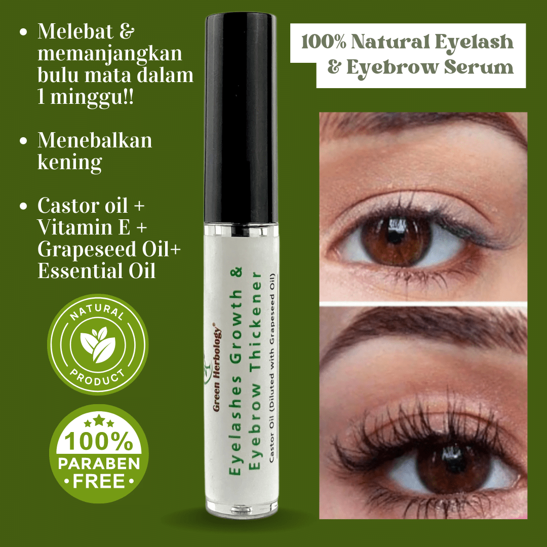 100 Pure Castor Oil EyeLash Growth Serum Green Herbology