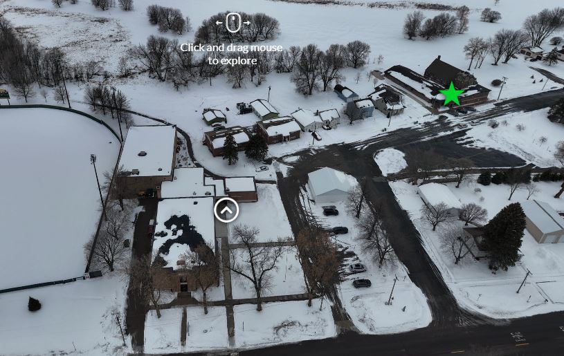Virtual Tour of School and Drone View of Surrounding Community City of Green Isle
