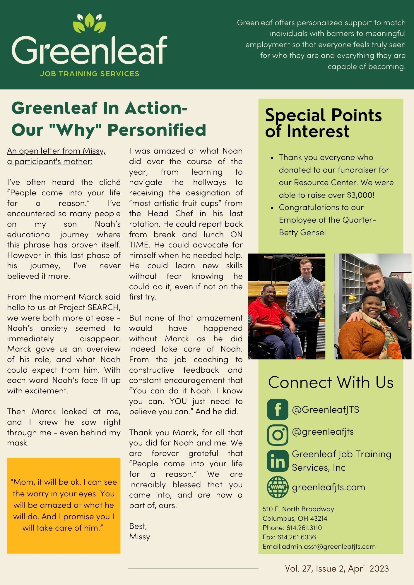 2023 Q3 Newsletter Greenleaf Job Training Services