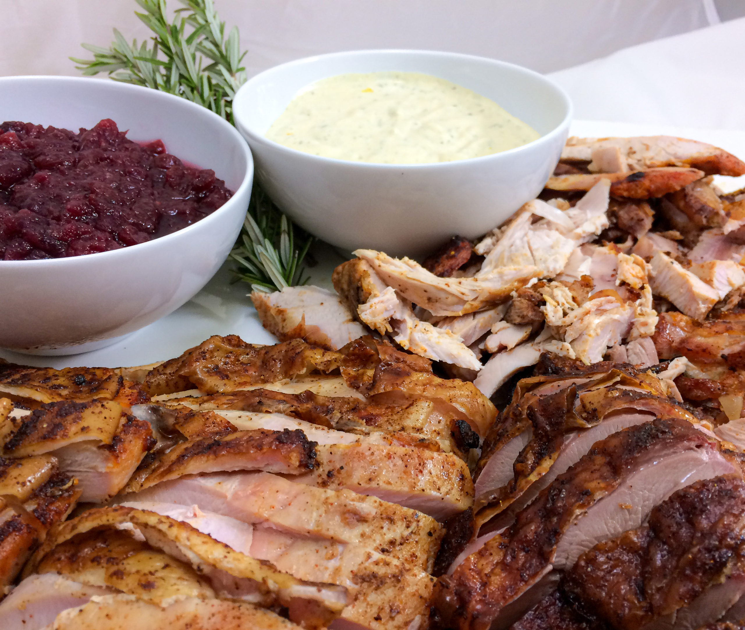 Organic Roasted Turkey with Cranberry Apple Relish & Dijon Mustard Sauce Greenleaf Platters