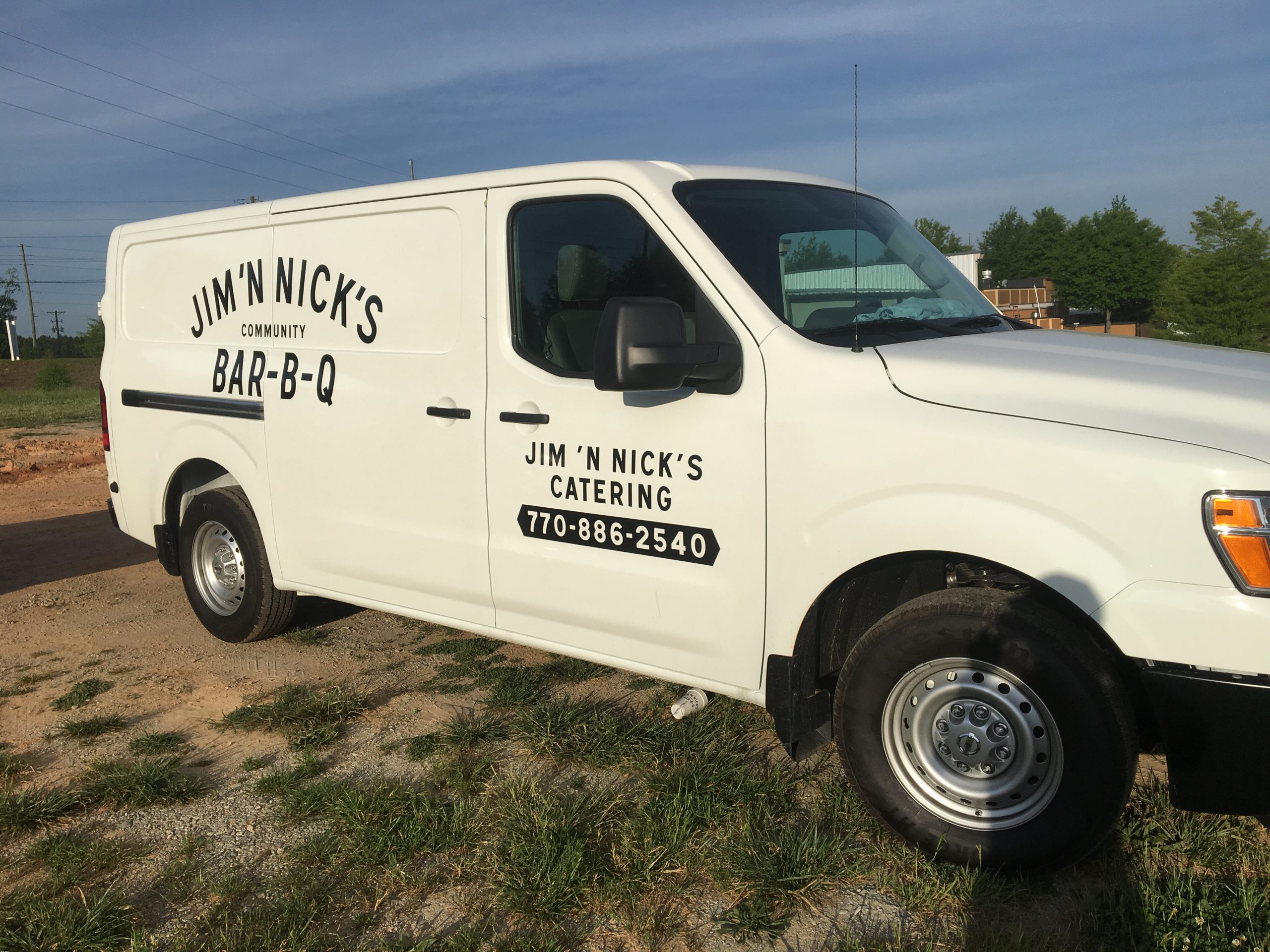 Jim'n Nick's BarBQ Vinyl Wrap on Van Green Light Graphics
