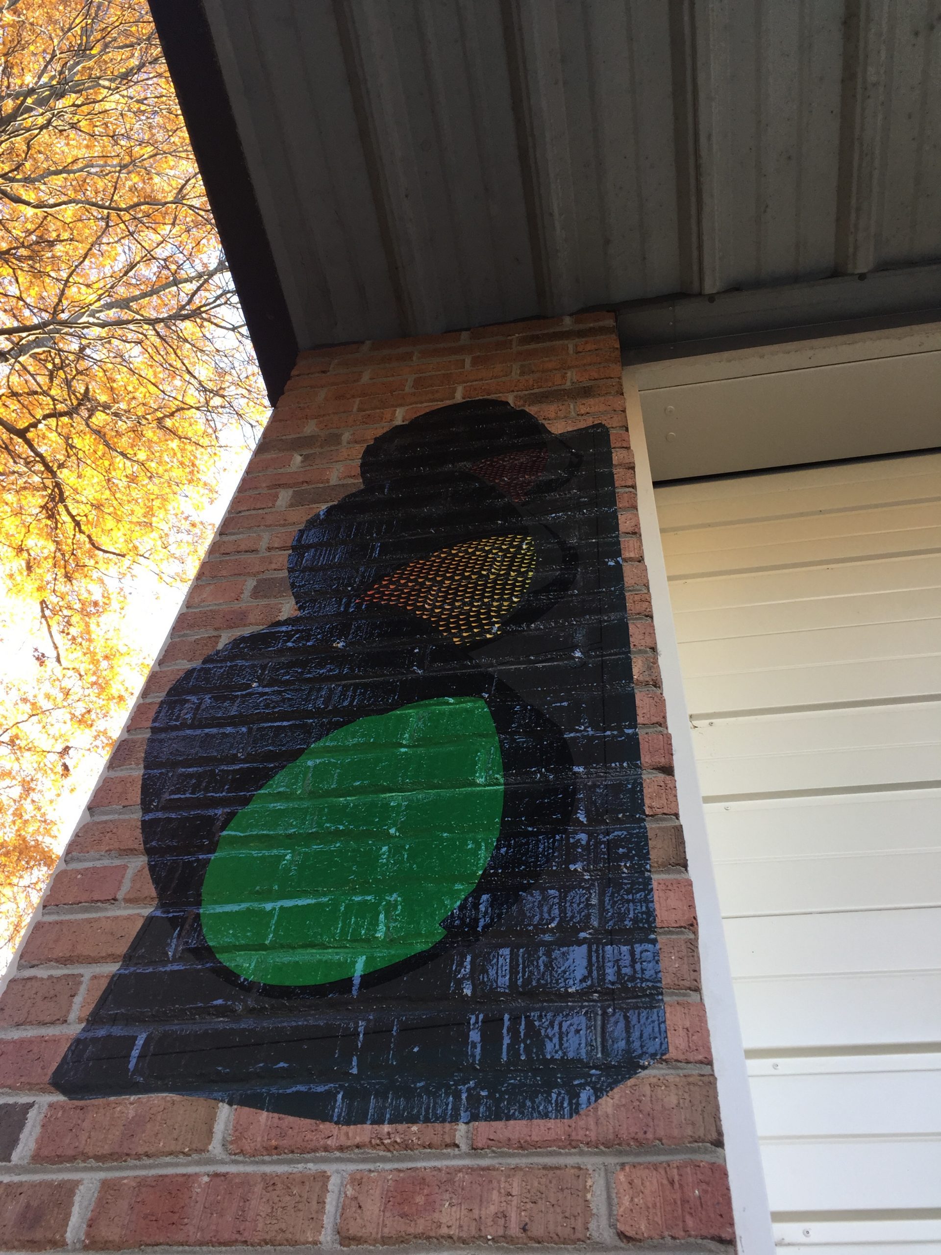 Traffic Light Vinyl Wrap on Outside Business Wall Green Light Graphics