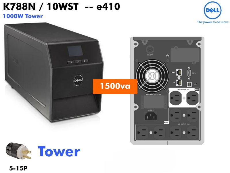 e410 Dell UPS 1500va UPS 120v 10WST 1000watt 1500 LCD Smarter XL 