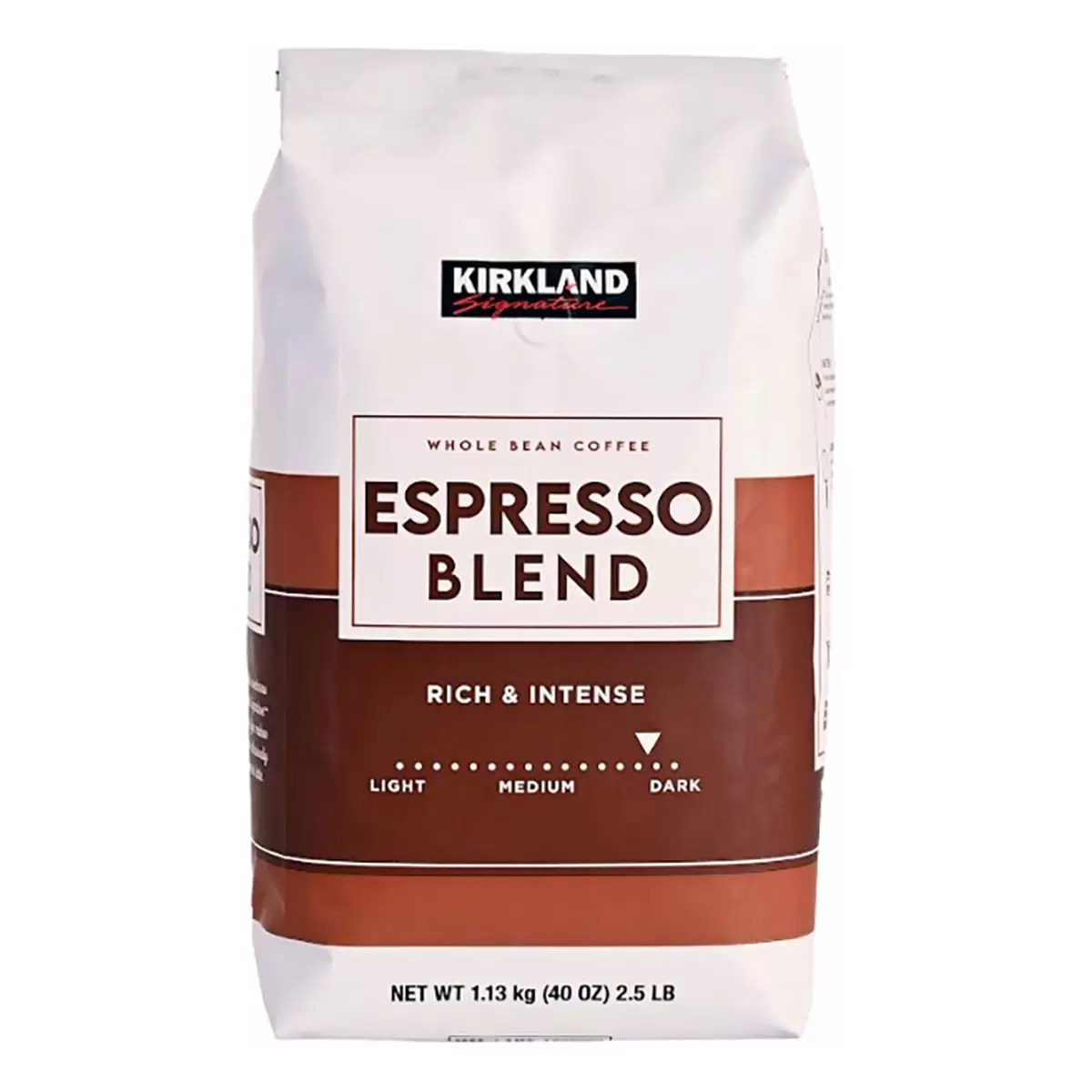 Kirkland Signature Whole Bean Coffee Espresso Blend 1.13kg Greens