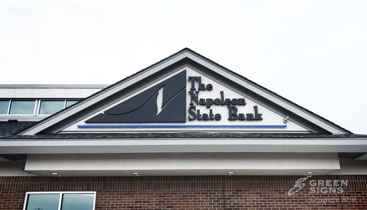 Napoleon State Bank (Lincoln St) Internally Illuminated Pylon w/ EMC